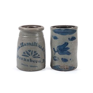 Two Pennsylvania One Quart Stoneware Canning Jars