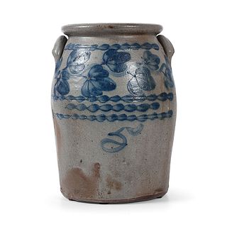 An Exceptional Pennsylvnia Five Gallon Cobalt-Decorated Stoneware Jar
