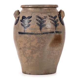 A Pennsylvania Six Gallon Stoneware Jar with Cobalt Decoration