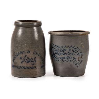 A Pennsylvania Stoneware Crock and Jar