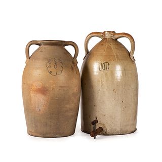 Two Stoneware Water Coolers and Two Jugs