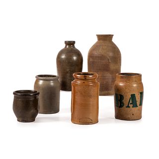 Six Stoneware Jars