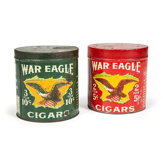 Two War Eagle Cigar Tin Humidor Cans