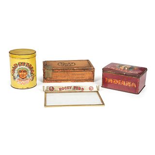 Three Cigar Tins and Box