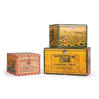 Three Japanese Tea Advertising Boxes