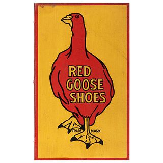 A Red Goose Shoes Flange Tin Sign