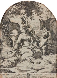 RAFFAELLO SCHIAMINOSSI (Italian, 1572-1622), after FEDERICO BAROCCI (Italian, ca. 1535-1612) Rest on the Flight into Egypt