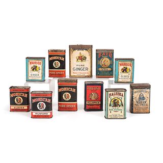 Eleven Spice Tins, Including Mohican and Warrior