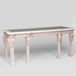 Late George II Style White Painted Wood Console Table, Fourth Quarter 19th Century