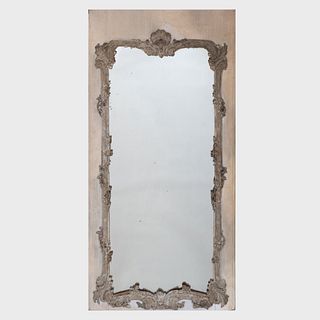 Louis XV Provincial Grey and Cream Painted Trumeau Mirror
