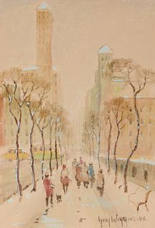 GUY CARLETON WIGGINS, (American, 1883-1962), Winter Sidewalk