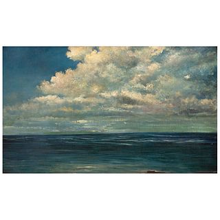 JOAQUÍN CLAUSELL, Marina con nubes, Unsigned, Oil on linen, 19.6 x 32.6" (50 x 83 cm)