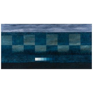 EDMUNDO OCEJO, Inventario del paisaje IV, Signed and dated 13 front and back, Mixed on canvas on wood, 31.6 x 63.1" (80.5 x 160.5 cm)