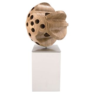 FERNANDO PACHECO, Abedul 1, Signed and dated 2018, Birch wood sculpture, 25.9 x 12.2 x 11" (66 x 31 x 28 cm) with base, Certificate