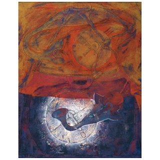 ROLANDO ROJAS, Guardianes de la luna, 2014, Signed, Oil and sand on linen, 39.3 x 31.2" (100 x 79.5 cm), RECOVERY PRICE