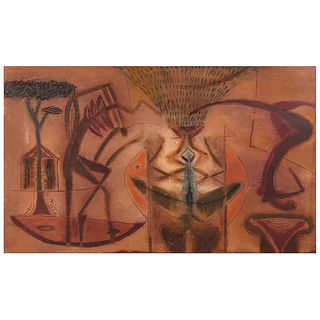 GUILLERMO PACHECO LÓPEZ, La danza de los espacios, Signed front and back, Oil-sand/canvas, 35.4 x 59.1" (90x150.2cm), RECOVERY PRICE
