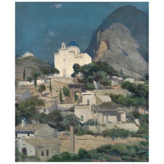 JOSÉ BARDASANO, Pueblo, ca. 1960, Signed, Oil on canvas, 21.6 x 18.1" (55 x 46 cm), Certificate, RECOVERY PRICE