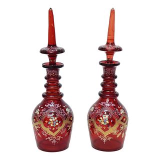 Pair of Bohemian Glass Decanters