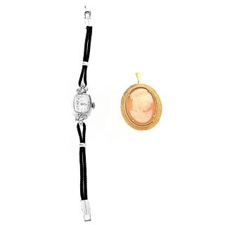 18K Cameo and Longines 14K Watch