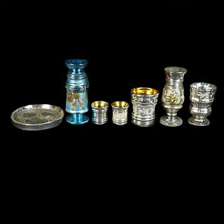 Seven (7) Mercury Glass Tableware