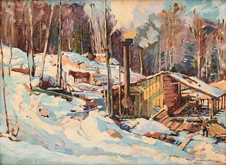 ALDRO THOMPSON HIBBARD, (American, 1886-1972), Winter at the Sawmill