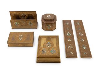 Tiffany Studios
American, Early 20th Century
Abalone Six-Piece Desk Set