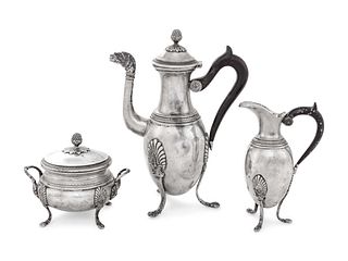 A Continental Silver Three-Piece Tea Service