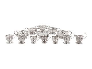 Thirteen American Silver Demitasse Cup and Dessert Bowl Liners