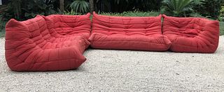 Ligne Roset - Togo Sofa - 4 Piece - Red Fabric