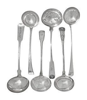 A Group of Six English Silver Ladles