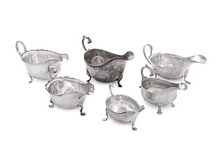 A Collection of Six English and American Silver Sauce Boats