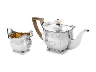 A George III Silver Teapot and Creamer