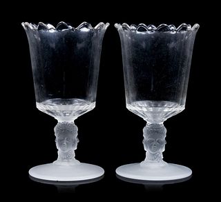 Two Victorian Molded and Frosted Glass Spooners