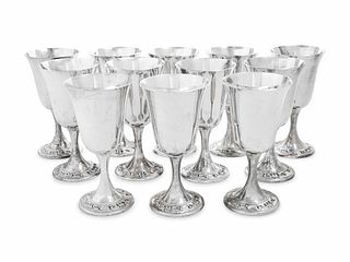 A Set of Twelve American Silver Goblets