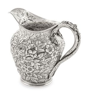 An American Silver Repousse Pitcher