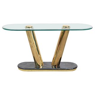 Polished Brass Marble Console Table Manner Pace