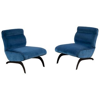 Contemporary Pair of Lounge Chairs in Rubelli fabric