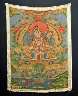 19th C. Tibetan Dazi Silk Thangka - Sititara