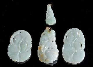 Lot of 4 Early 20th C. Chinese Jadeite Pendants