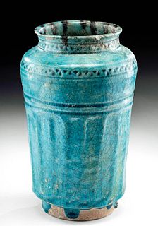 10th C. Nishapur Turquoise Glazed Ceramic Jar, TL'd