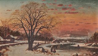 JOHN JOSEPH ENNEKING, (American, 1841-1916), Winter Sunset, 1870