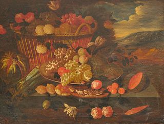 CONTINENTAL SCHOOL, (18th/19th century), Still Life with Fruit, Flowers, and Fish