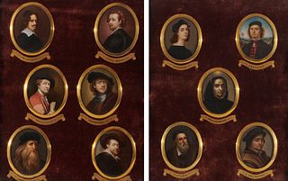 A Collection of Eleven Grand Tour Portrait Miniatures, depicting the Old Masters, ca. 1890