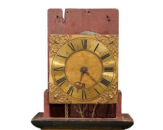 Danish Polychrome Painted and Parcel-Gilt Tall Case Clock, Christofle Lehman, Copenhagen, ca. 1710