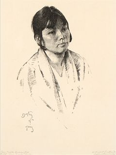 W. Herbert Dunton, Taos Pueblo Indian Girl (Corn Weeds), 1931
