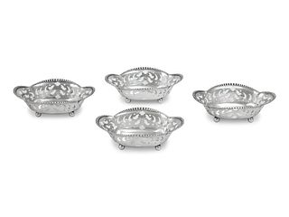 A Group of Four Tiffany & Co. Silver Reticulated Nut Dishes