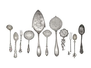 A Group of Silver and Silver-Plate Flatware Articles