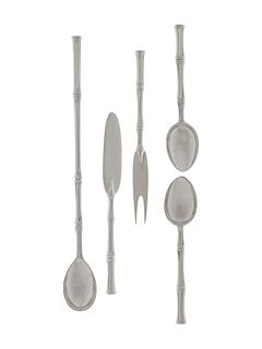 A Group of Tiffany & Co. Silver Bamboo Pattern Flatware Articles