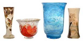 Four French Art Glass Vases
