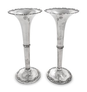 A Pair of American Silver Vases